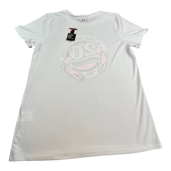 Baltimore Running Festival 20th Anniversary Under Armour T-Shirt Women's L White - Picture 2 of 10